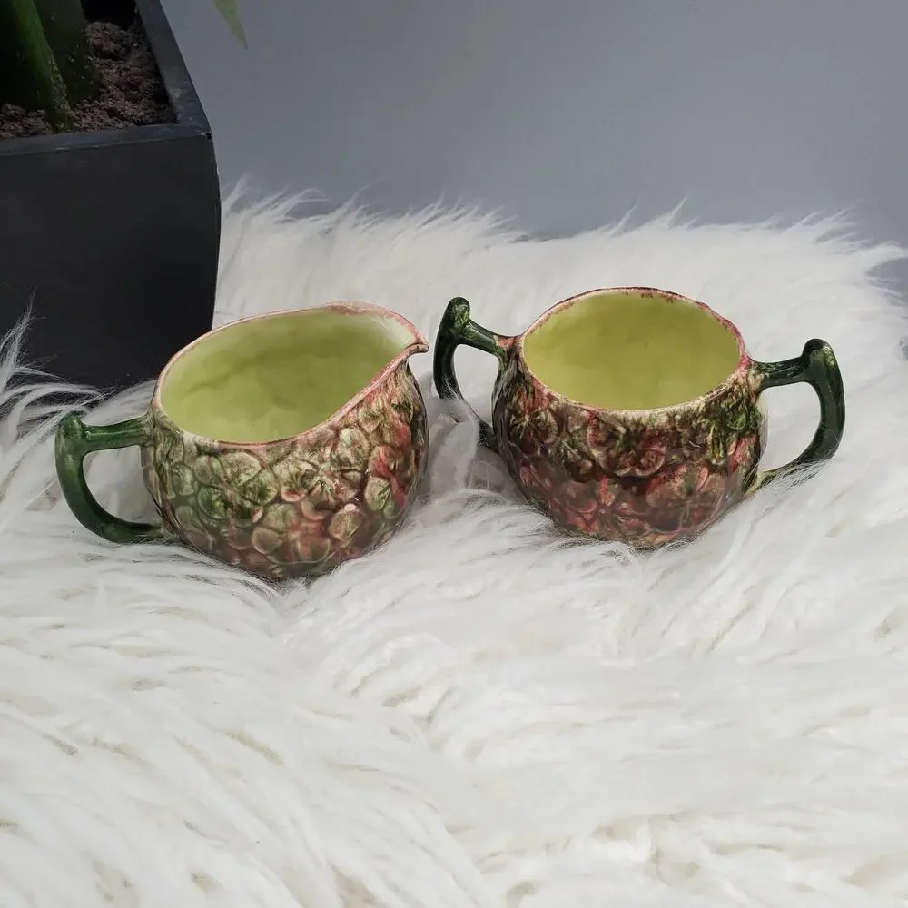 Jamieson Ceramics San Juan Capistrano Majolica Creamer/Sugar Bowl Set